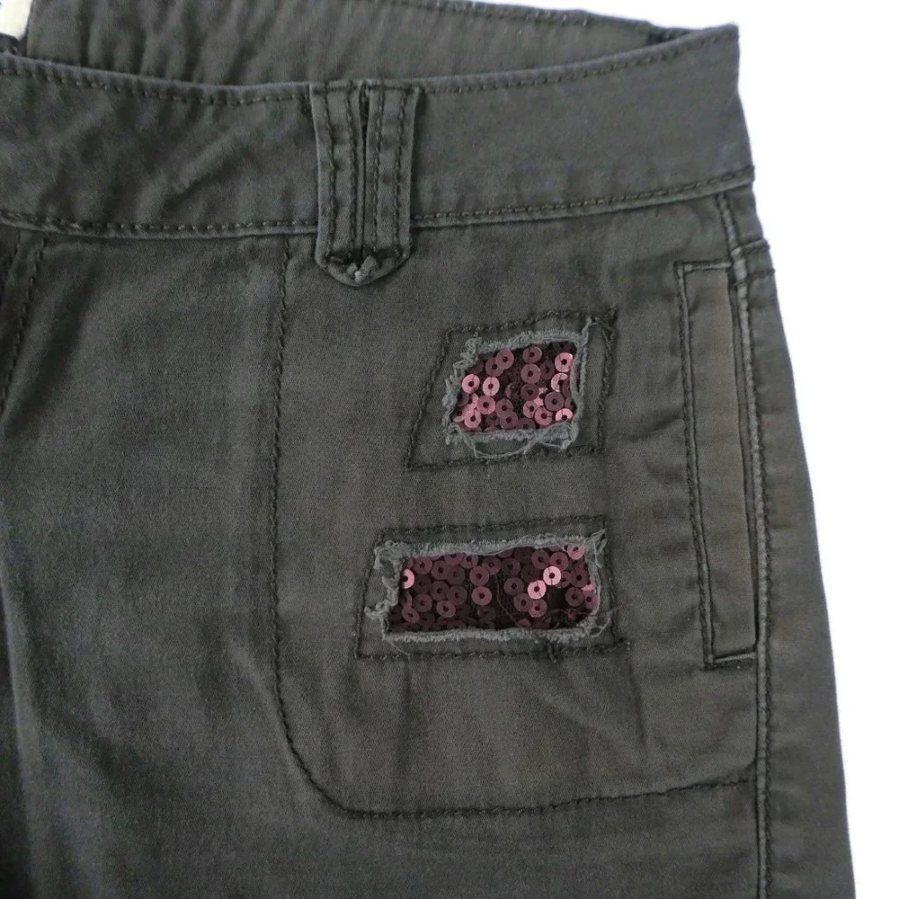 Maurices Shorts Olive Green Sequin Copper Cotton Spandex 5 6